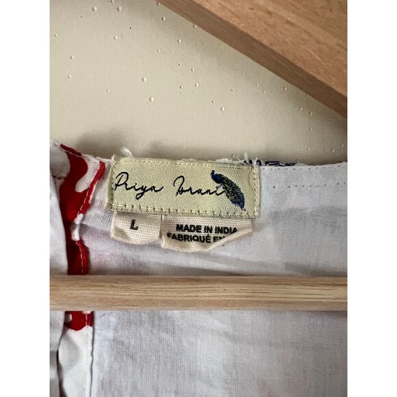 Anthropologie Priya Israni Short-Sleeve Mini Women's Dress Nautical Cutout L - Picture 6 of 7